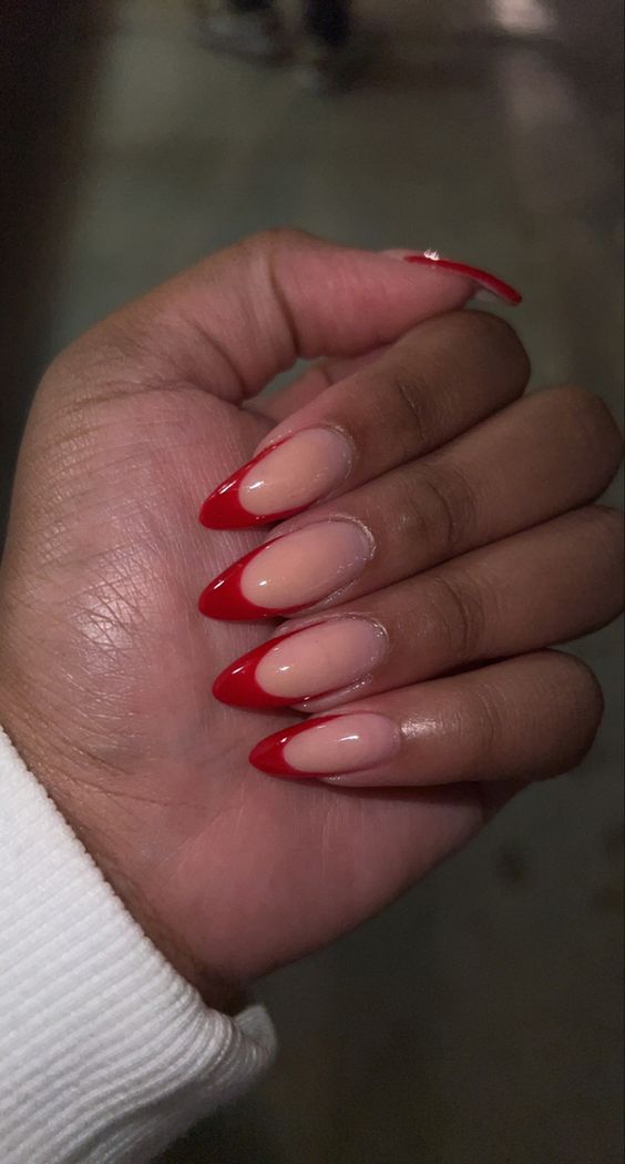 Aster Red French Nails