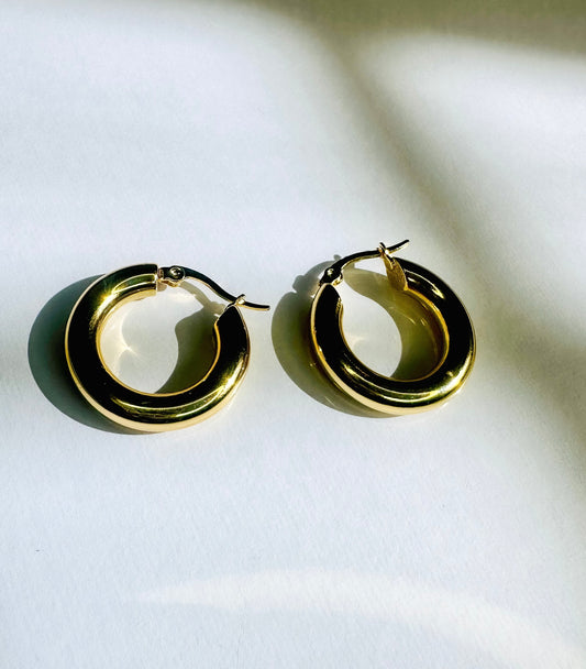 Zinnia Gold Round Earrings